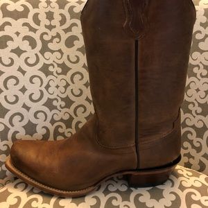 Brown leather cowboy boots